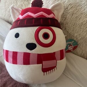 Target White and Red Plush with Hat and Scarf